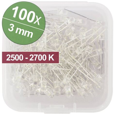 Quadrios Assortimento LED Bianco caldo 3 mm 20 mA 3.0 V