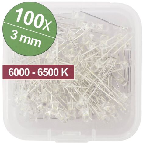 Quadrios Assortimento LED Bianco freddo 3 mm 20 mA 3.0 V