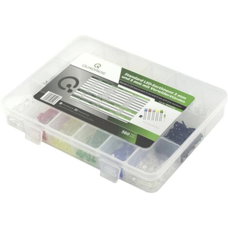 Quadrios Assortimento LED Rosso, Verde, Giallo, Blu, Bianco freddo, Bianco caldo 3 mm, 5 mm 20 mA 2.0 V
