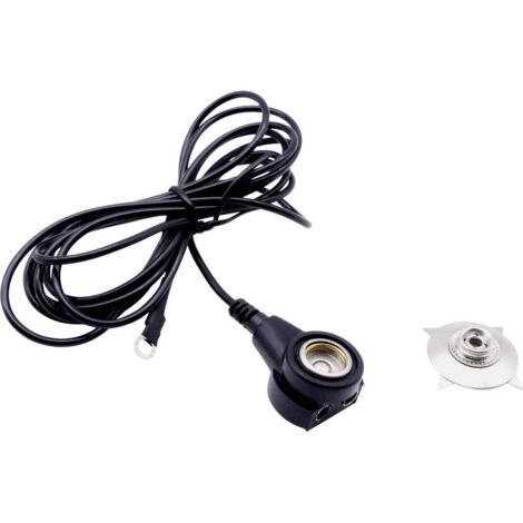 Quadrios Câble de mise à la terre antistatique (ESD) 1.80 m borne, Pression mâle 10 mm, borne à cosse de câble en anneau A130022