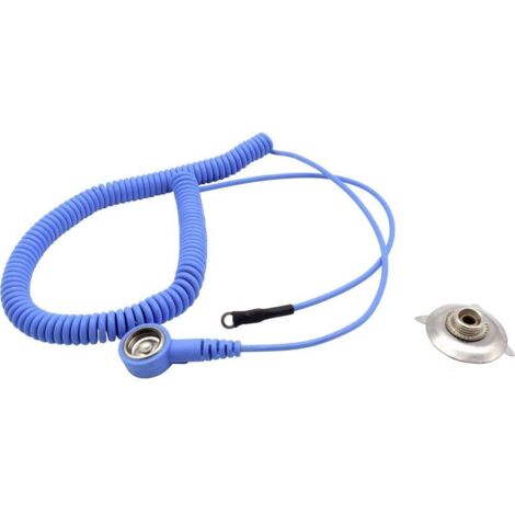 Quadrios Câble de mise à la terre antistatique (ESD) 1.80 m borne, Pression mâle 10 mm, borne à cosse de câble en anneau A130602