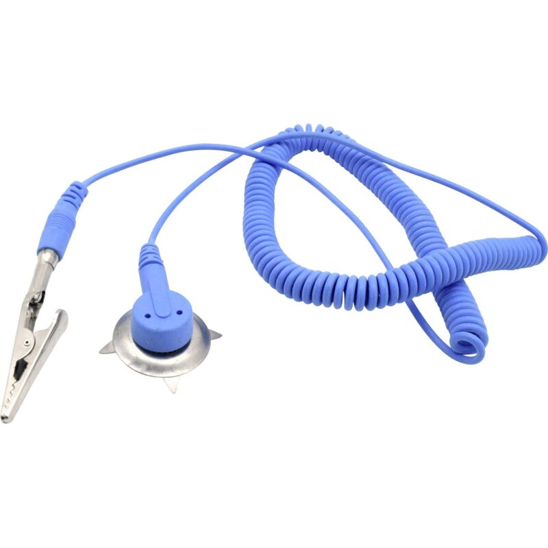 Quadrios Câble de mise à la terre antistatique (ESD) 1.80 m borne, Pression mâle 10 mm, connecteur mâle, pince