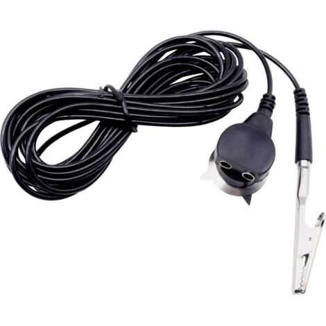 Quadrios Cavo di messa a terra ESD 3.60 m Morsetto a vite, Connettore a pressione 10 mm, Presa, Morsetto a coccodrillo