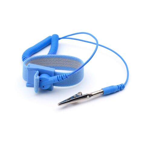 QUADRIOS GmbH ESD - Braccialetto di protezione con cavo a spirale e spina e morsetto (conforme alla norma EN 61340-5-1)
