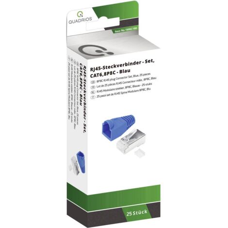 Quadrios Kit connettori RJ-45 CAT 6 1906C168 Spina dritta Numero di poli 8P8C Blu 25 pz.