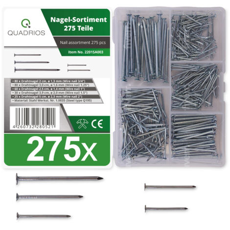 QUADRIOS Stahl-Nagel-Sortiment 2201SA003, 275 Stück