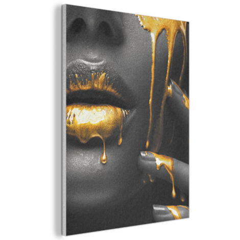 QUADRO ACUSTICO Donna - Nero - Oro - Viso - Labbra 60x80 cm