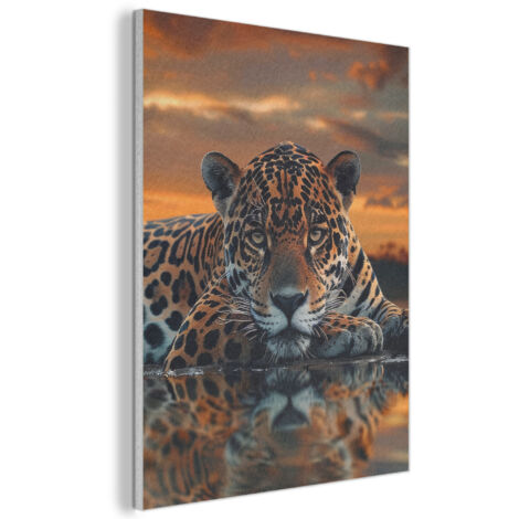 QUADRO ACUSTICO Natura - Leopardo - Animale - Tramonto - Moderno 60x80 cm
