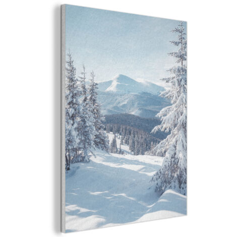 QUADRO ACUSTICO Paesaggio invernale - Natura - Montagna - Alberi - Neve 60x80 cm