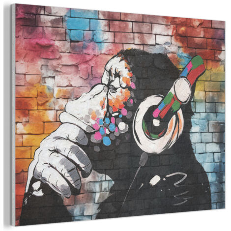QUADRO ACUSTICO Scimmia - Graffiti - Musica 80x60 cm
