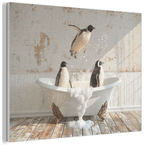 QUADRO ACUSTICO Vintage - Pinguino - Vasca da bagno - Schiuma 100x70 cm