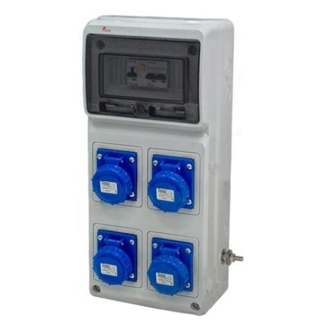 Quadro ASC fisso, 6KW 230V, IP65, 4 prese 2P+T 16A, con magnetotermico, differenziale generale e pulsante di emergenza - Rosi 2240MTS