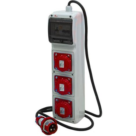 Quadro ASC portatile, 9KW 400V, IP65, 3 prese 3P+T 16A, spina 3P+T 16A, con magnetotermico differenziale - Rosi 2262