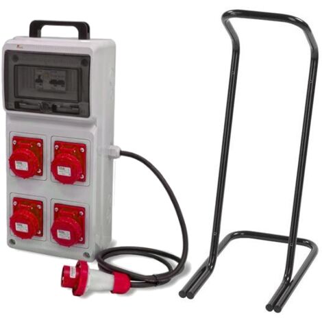 Quadro ASC portatile, 9KW 400V, IP65, 4 prese 3P+T 16A , spina 3P+T 16A, con magnetotermico differenziale, pulsante di emergenza e cavalletto - Rosi 2245C