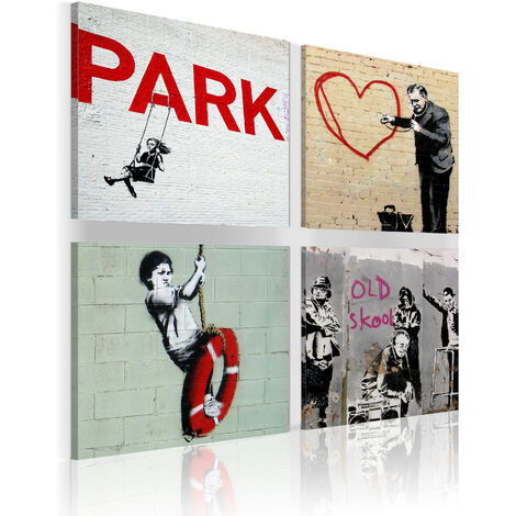 Quadro su tela Banksy: Washing Zebra on Concrete (3 Parts) - Banksy  (riproduzioni) - Street art - Quadri