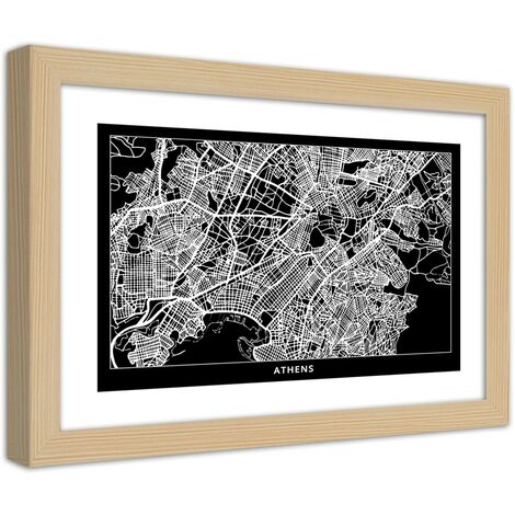 Quadro con cornice, Carta della città  di Atene - 45x30