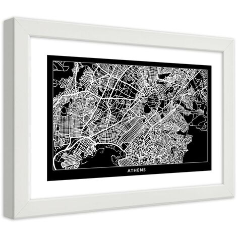 Quadro con cornice, Carta della città  di Atene - 60x40