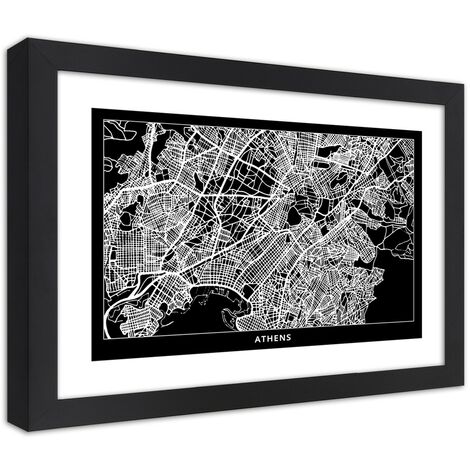 Quadro con cornice, Carta della città  di Atene - 60x40