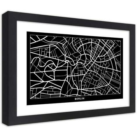 Quadro con cornice, Carta della città  di Berlino - 100x70