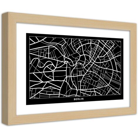 Quadro con cornice, Carta della città  di Berlino - 100x70