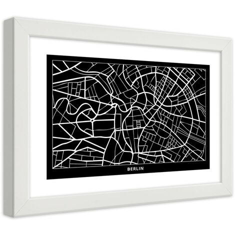 Quadro con cornice, Carta della città  di Berlino - 45x30