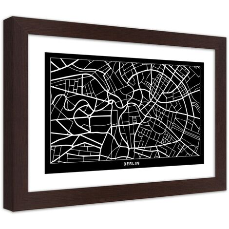 Quadro con cornice, Carta della città  di Berlino - 60x40