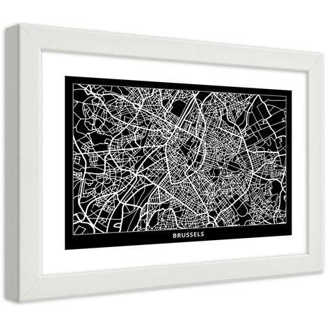 Quadro con cornice, Carta della città  di Bruxelles - 100x70