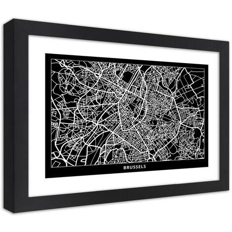 Quadro con cornice, Carta della città  di Bruxelles - 30x20