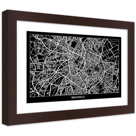 Quadro con cornice, Carta della città  di Bruxelles - 30x20