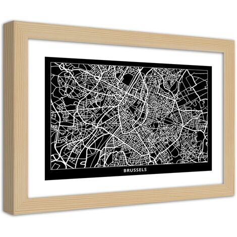 Quadro con cornice, Carta della città  di Bruxelles - 60x40