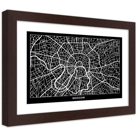 Quadro con cornice, Carta della città  di Mosca - 30x20
