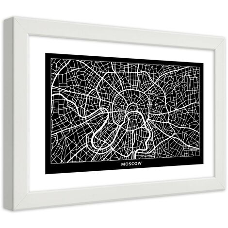 Quadro con cornice, Carta della città  di Mosca - 45x30