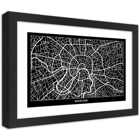 Quadro con cornice, Carta della città  di Mosca - 45x30