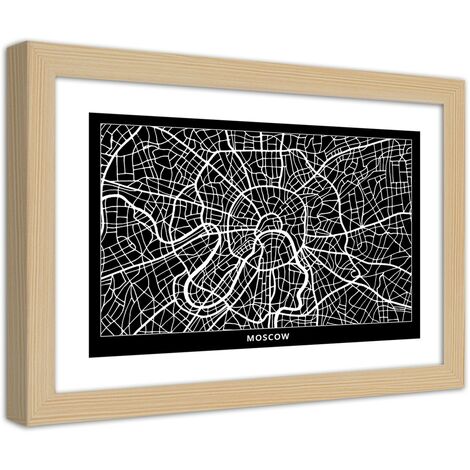 Quadro con cornice, Carta della città  di Mosca - 90x60