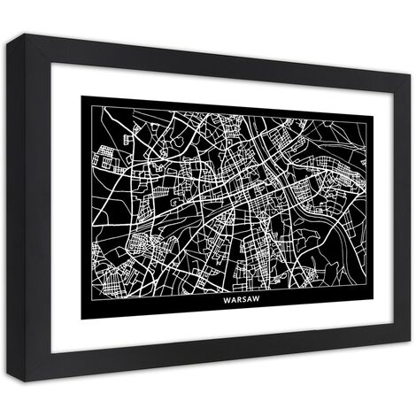 Quadro con cornice, Carta della città  di Varsavia - 30x20