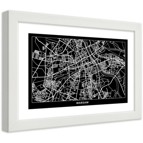 Quadro con cornice, Carta della città  di Varsavia - 45x30