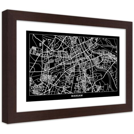 Quadro con cornice, Carta della città  di Varsavia - 60x40