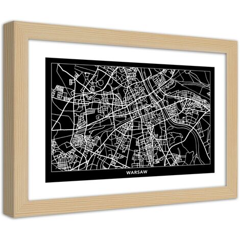 Quadro con cornice, Carta della città  di Varsavia - 90x60