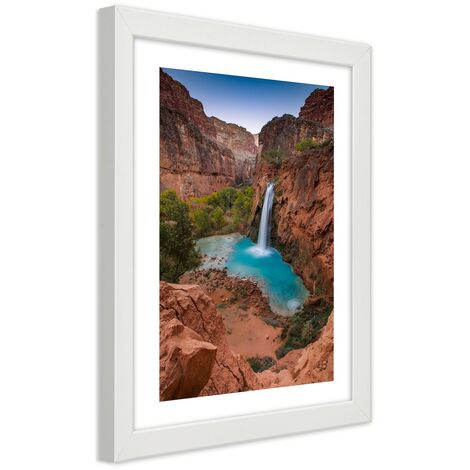 Quadro con cornice, Cascata blu tra le rocce - 40x60