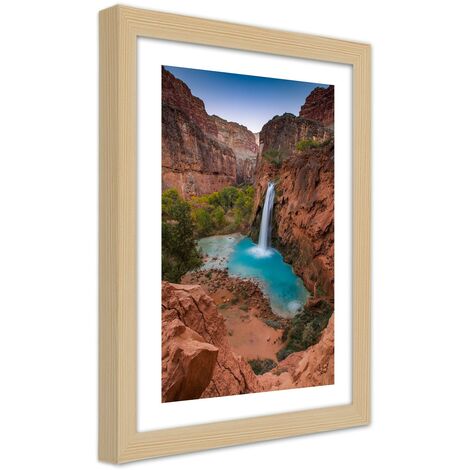 Quadro con cornice, Cascata blu tra le rocce - 40x60