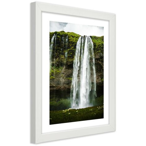 Quadro con cornice, Cascata nel verde delle montagne - 40x60