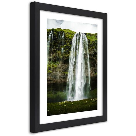 Quadro con cornice, Cascata nel verde delle montagne - 40x60