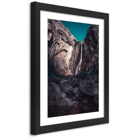 Quadro con cornice, Cascata tra alte rocce - 20x30