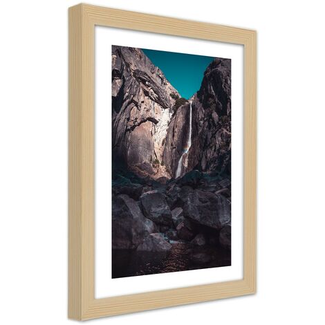 Quadro con cornice, Cascata tra alte rocce - 30x45