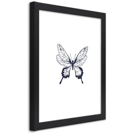 Quadro con cornice, Farfalla disegnata - 40x60