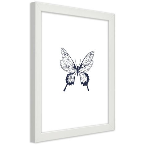 Quadro con cornice, Farfalla disegnata - 70x100