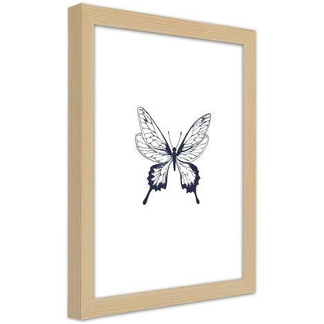 Quadro con cornice, Farfalla disegnata - 70x100