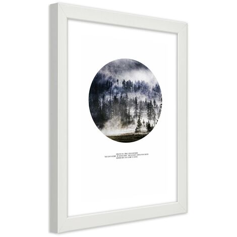 Quadro con cornice, Foresta nella nebbia - 70x100