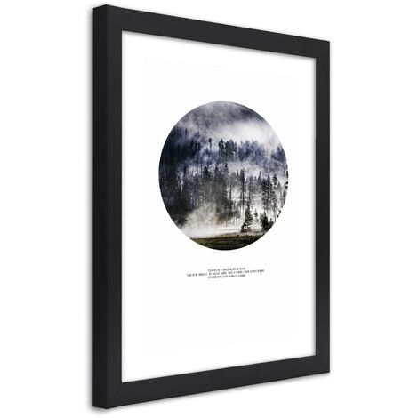 Quadro con cornice, Foresta nella nebbia - 70x100