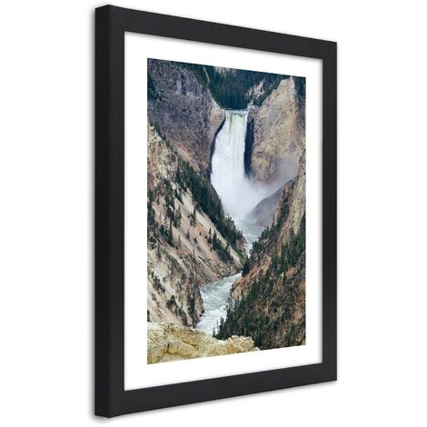 Quadro con cornice, Grande cascata in montagna - 30x45